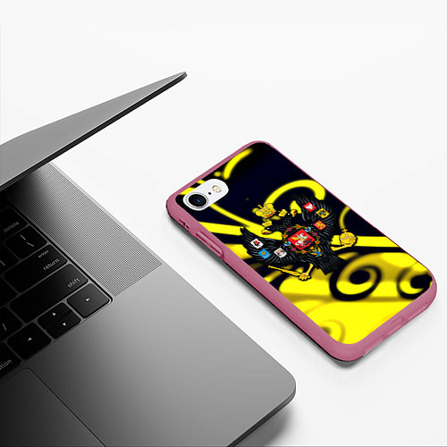 Чехол iPhone 7/8 матовый Россия герб империи / 3D-Малиновый – фото 3