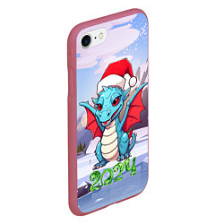 Чехол iPhone 7/8 матовый Символ года дракон 2024, цвет: 3D-малиновый — фото 2