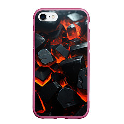 Чехол iPhone 7/8 матовый Черные камни с красным свечением