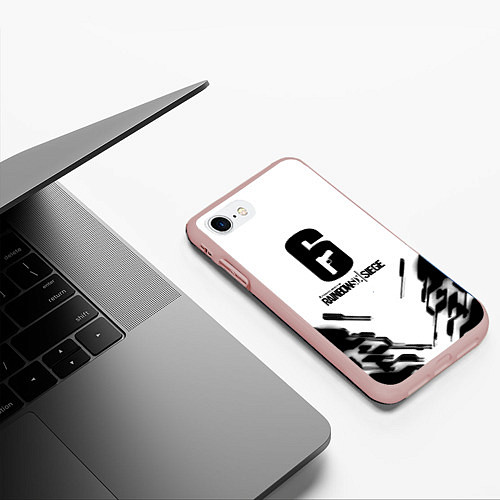 Чехол iPhone 7/8 матовый Rainbox Six geometry black / 3D-Светло-розовый – фото 3