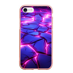 Чехол iPhone 7/8 матовый Неоновые фиолетовые камни со свечением
