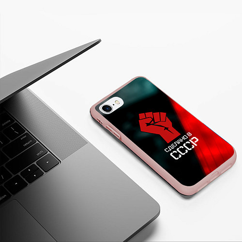 Чехол iPhone 7/8 матовый Сделано в СССР кулак власти / 3D-Светло-розовый – фото 3