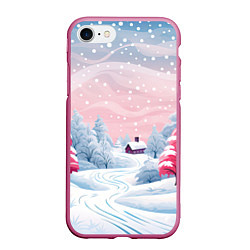 Чехол iPhone 7/8 матовый Пушистый снегопад, цвет: 3D-малиновый