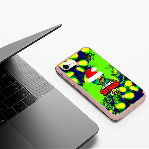 Чехол iPhone 7/8 матовый Brawl stars leon green color / 3D-Светло-розовый – фото 3