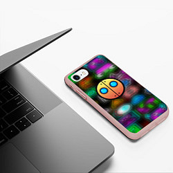 Чехол iPhone 7/8 матовый Geometry dash stiker, цвет: 3D-светло-розовый — фото 2