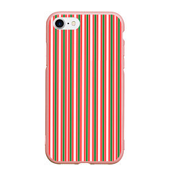 Чехол iPhone 7/8 матовый Полоса красная зеленая, цвет: 3D-светло-розовый