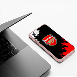 Чехол iPhone 7/8 матовый Arsenal fc flame, цвет: 3D-светло-розовый — фото 2