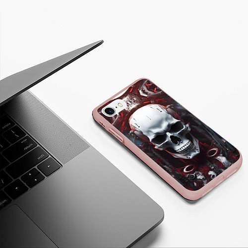 Чехол iPhone 7/8 матовый Киберпанк череп с дреддами / 3D-Светло-розовый – фото 3
