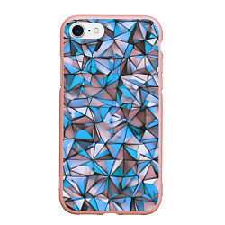 Чехол iPhone 7/8 матовый Маленькие синие треугольники, цвет: 3D-светло-розовый