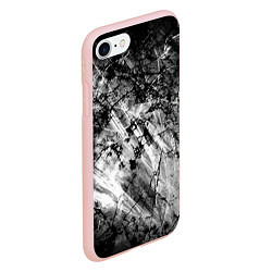 Чехол iPhone 7/8 матовый Чёрный мрамор, цвет: 3D-светло-розовый — фото 2