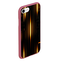 Чехол iPhone 7/8 матовый Неоновый узор черное золото стене, цвет: 3D-малиновый — фото 2