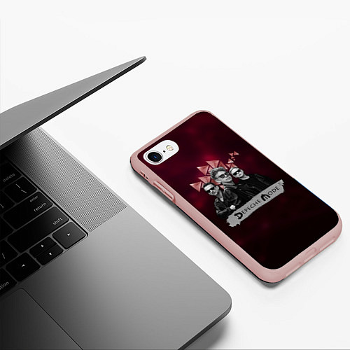 Чехол iPhone 7/8 матовый Depeche Mode - spirit tour / 3D-Светло-розовый – фото 3