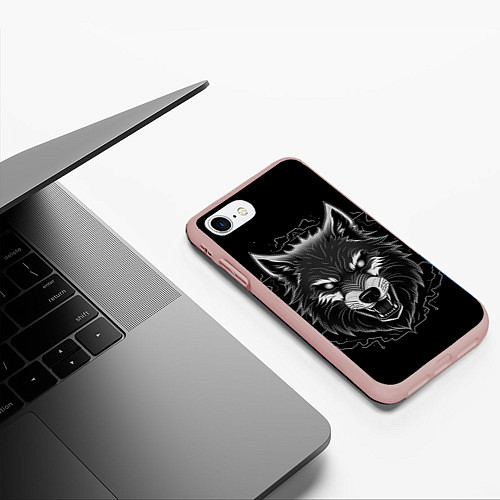 Чехол iPhone 7/8 матовый Серый хищник / 3D-Светло-розовый – фото 3