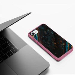Чехол iPhone 7/8 матовый Разводы на нефтяной луже, цвет: 3D-малиновый — фото 2