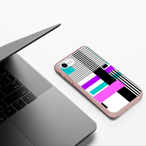 Чехол iPhone 7/8 матовый Геометрический узор в стиле пэчворк / 3D-Светло-розовый – фото 3