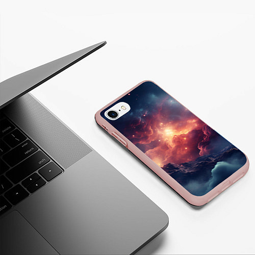 Чехол iPhone 7/8 матовый Космические облака / 3D-Светло-розовый – фото 3