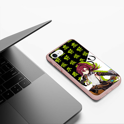 Чехол iPhone 7/8 матовый Хэйдзо - Геншин Импакт / 3D-Светло-розовый – фото 3
