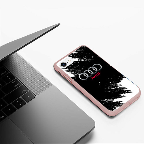 Чехол iPhone 7/8 матовый AUDI sport краски / 3D-Светло-розовый – фото 3