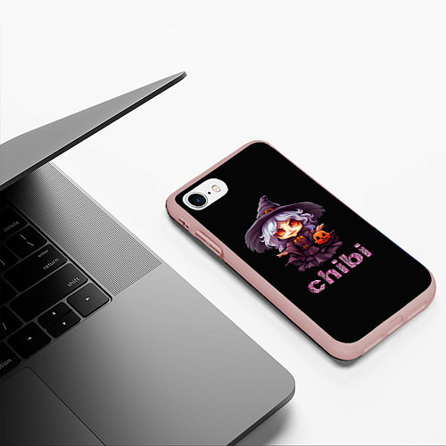 Чехол iPhone 7/8 матовый Чиби ведьма / 3D-Светло-розовый – фото 3