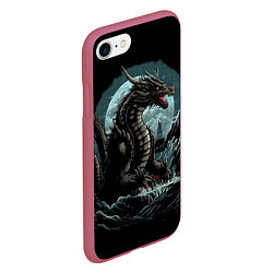 Чехол iPhone 7/8 матовый Дракон зимних ночей, цвет: 3D-малиновый — фото 2