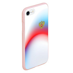 Чехол iPhone 7/8 матовый Герб России на фоне абстрактного триколора, цвет: 3D-светло-розовый — фото 2