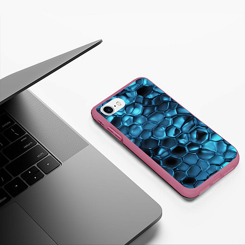 Чехол iPhone 7/8 матовый Синее стекло / 3D-Малиновый – фото 3