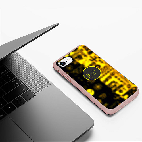 Чехол iPhone 7/8 матовый Twenty one pilots yellow music / 3D-Светло-розовый – фото 3