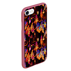 Чехол iPhone 7/8 матовый Ловцы снов с яркими перьями, цвет: 3D-малиновый — фото 2