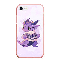 Чехол iPhone 7/8 матовый Милый фиолетовый дракон, цвет: 3D-светло-розовый