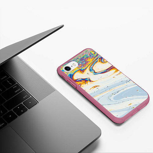 Чехол iPhone 7/8 матовый Магия масляного отражения / 3D-Малиновый – фото 3