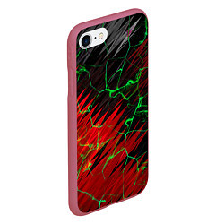 Чехол iPhone 7/8 матовый Зелёные трещины узоры, цвет: 3D-малиновый — фото 2