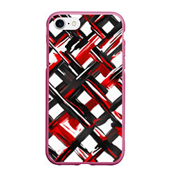 Чехол iPhone 7/8 матовый Красные и чёрные мазки, цвет: 3D-малиновый