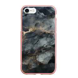 Чехол iPhone 7/8 матовый Темно-серый мрамор, цвет: 3D-светло-розовый