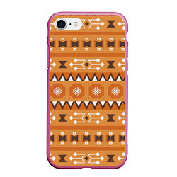 Чехол iPhone 7/8 матовый Brown tribal geometric, цвет: 3D-малиновый