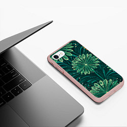 Чехол iPhone 7/8 матовый Одуванчики зеленая с желтым акцентом абстракция, цвет: 3D-светло-розовый — фото 2