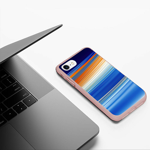 Чехол iPhone 7/8 матовый Оранжевые и синий градиент / 3D-Светло-розовый – фото 3