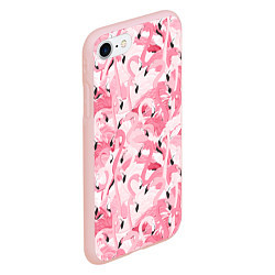 Чехол iPhone 7/8 матовый Стая розовых фламинго, цвет: 3D-светло-розовый — фото 2