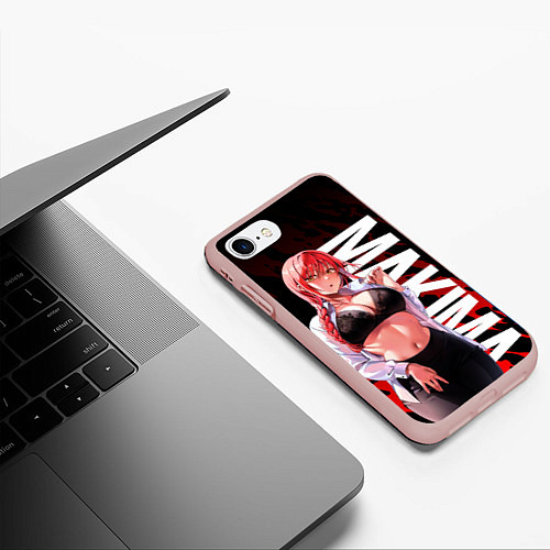 Чехол iPhone 7/8 матовый Макима в офисной одежде / 3D-Светло-розовый – фото 3