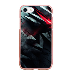 Чехол iPhone 7/8 матовый Черная металлическая с красной вставкой, цвет: 3D-светло-розовый