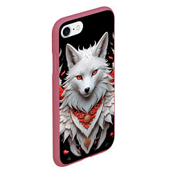Чехол iPhone 7/8 матовый Белая лисица - кицунэ, цвет: 3D-малиновый — фото 2