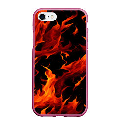 Чехол iPhone 7/8 матовый Пламя в темноте, цвет: 3D-малиновый