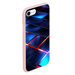 Чехол iPhone 7/8 матовый Синие абстрактные плиты, цвет: 3D-светло-розовый — фото 2