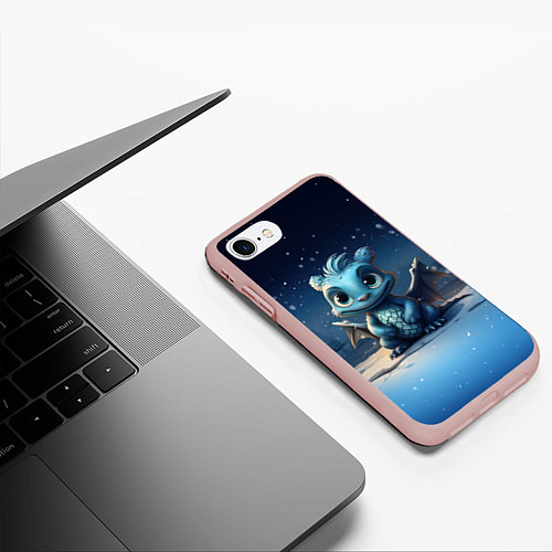 Чехол iPhone 7/8 матовый Снежный дракон 2024 / 3D-Светло-розовый – фото 3