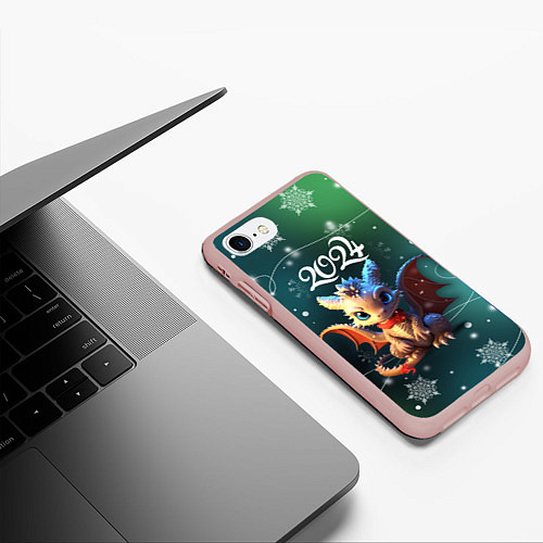 Чехол iPhone 7/8 матовый Дракоша - символ года / 3D-Светло-розовый – фото 3