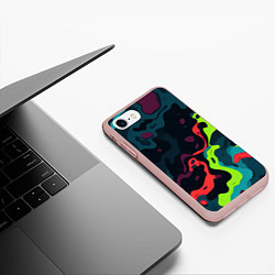 Чехол iPhone 7/8 матовый Яркий кислотный абстрактный камуфляж, цвет: 3D-светло-розовый — фото 2