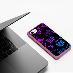 Чехол iPhone 7/8 матовый Tokyos Revenge neon logo, цвет: 3D-малиновый — фото 2