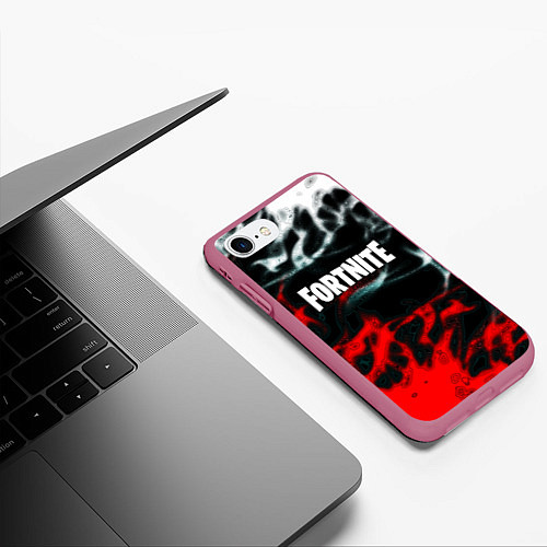 Чехол iPhone 7/8 матовый Fortnite flame abstract / 3D-Малиновый – фото 3