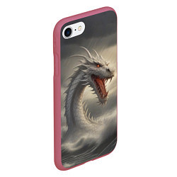 Чехол iPhone 7/8 матовый Дракон в воде, цвет: 3D-малиновый — фото 2