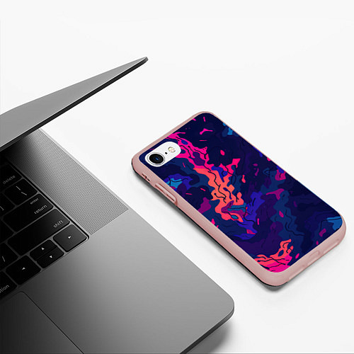 Чехол iPhone 7/8 матовый Яркая абстракция в стиле камуфляжа / 3D-Светло-розовый – фото 3