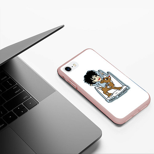 Чехол iPhone 7/8 матовый The Cure - Robert Smith fun / 3D-Светло-розовый – фото 3